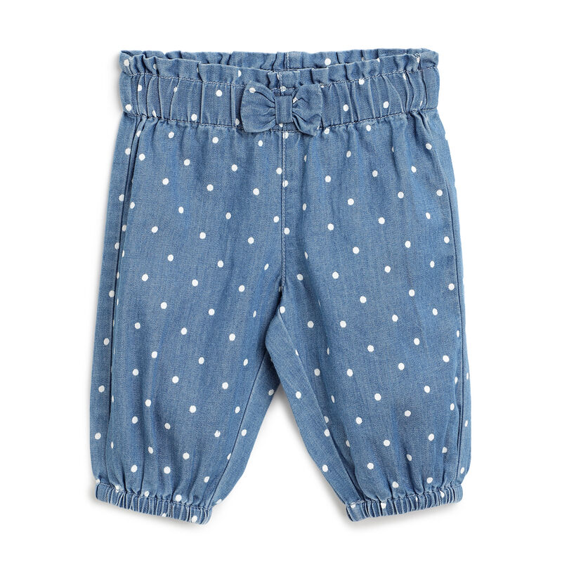Girls Light Blue Printed Long Trousers image number 0